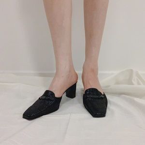 Stuart Weitzman Black beads Block Heels Mules